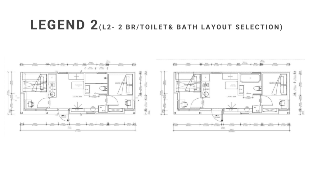 LEGEND 2 2 BEDROOM LAYOUT- TOILET AND BATH SELECTION