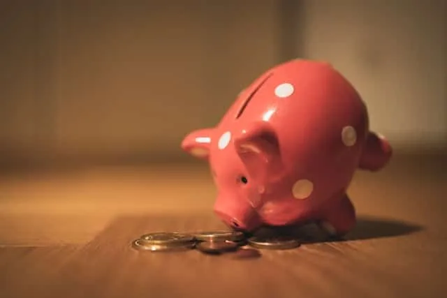 Red piggy bank representing savings, budgeting, and reducing debt