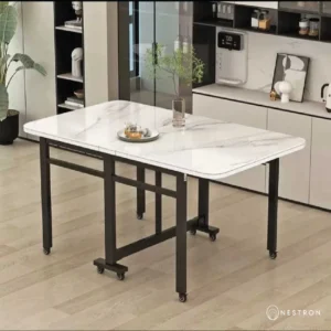 nestron mobile table island white marble