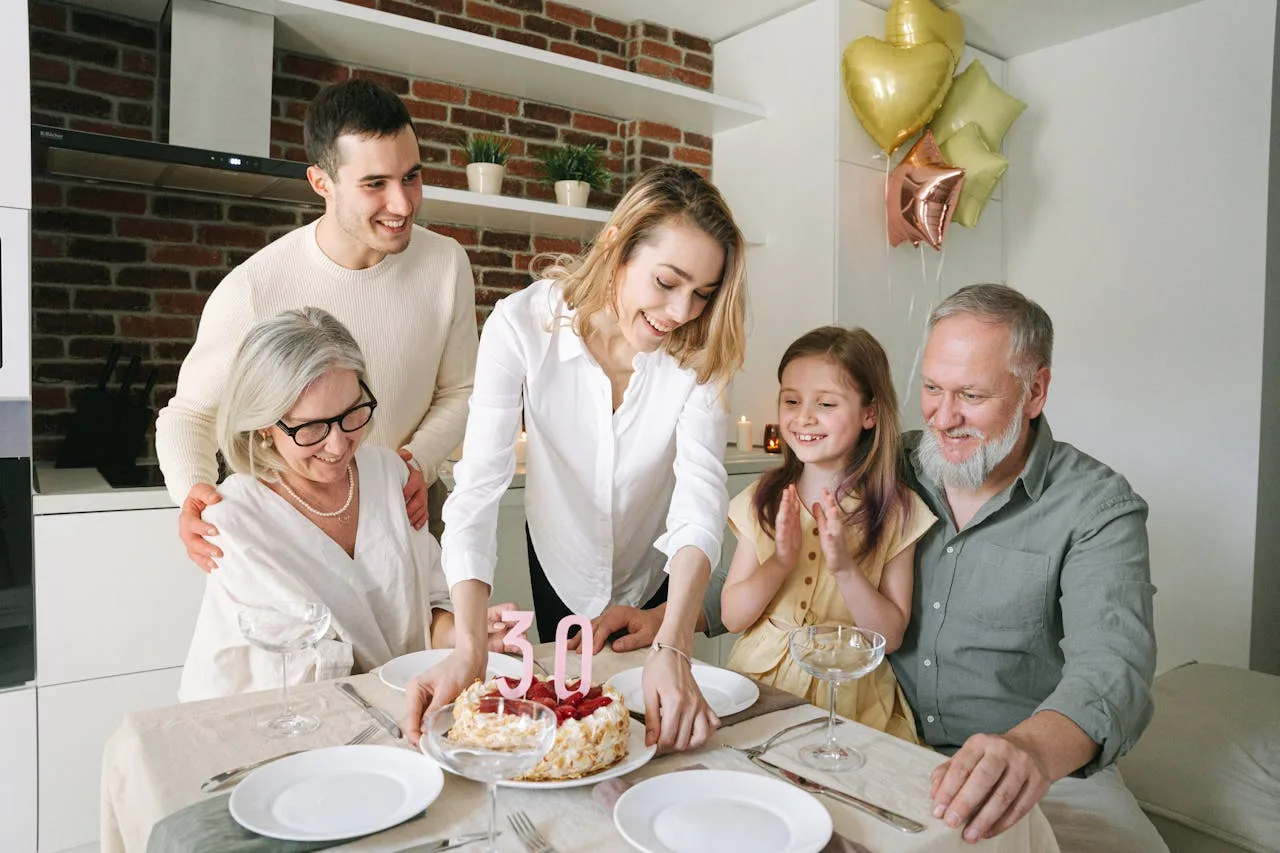 Three generations celebrating a birthday