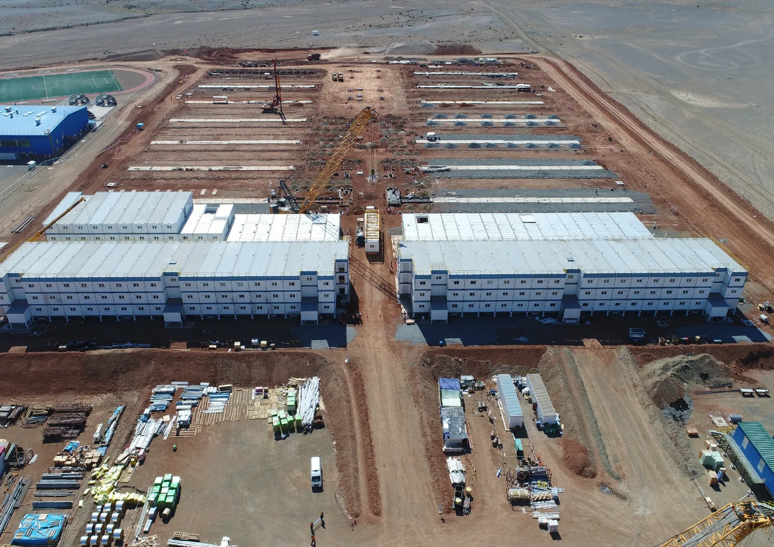 Modular housing project on site installation in process