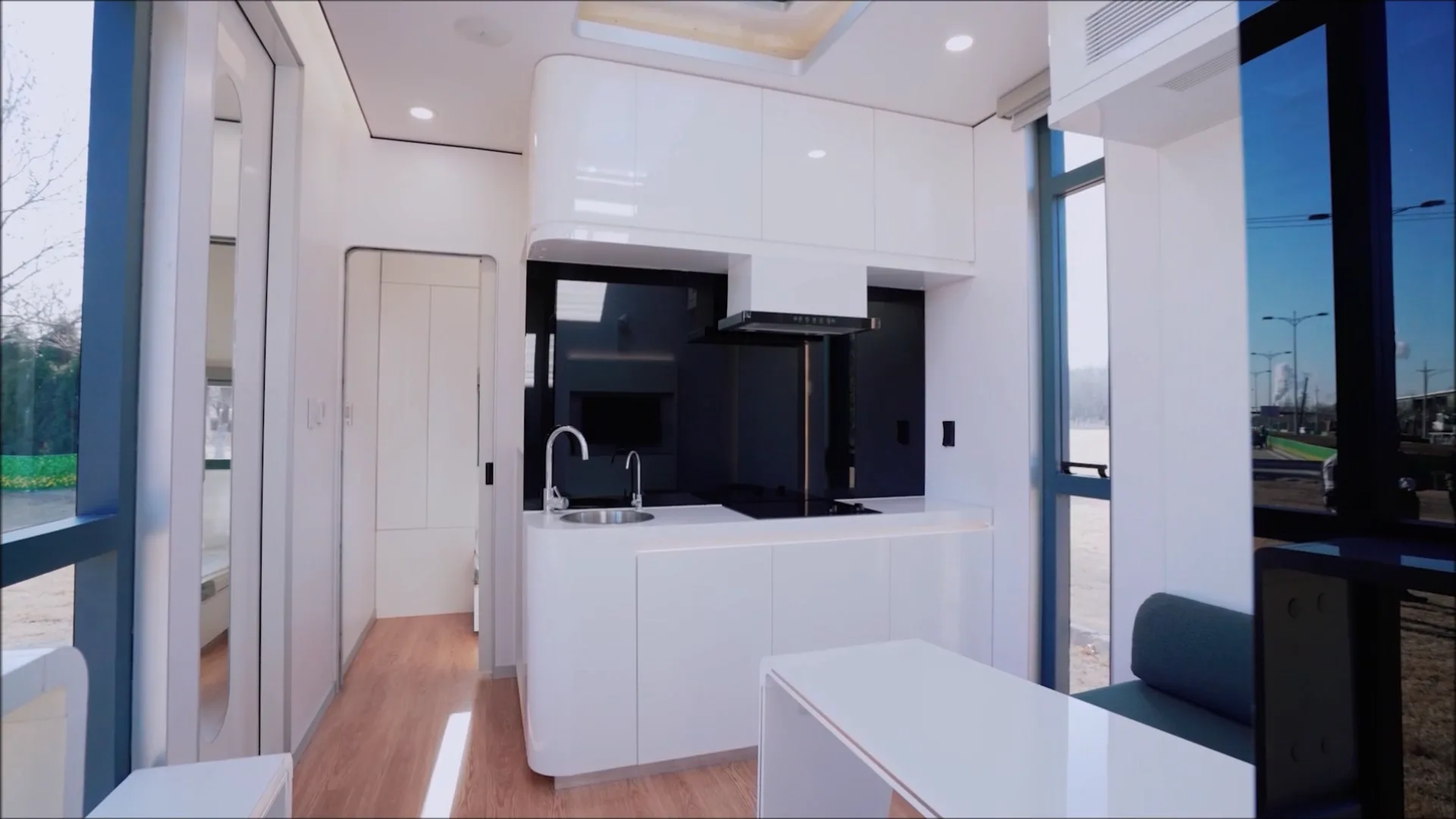 Nestron modular home compact kitchenette with sink and built-in appliances