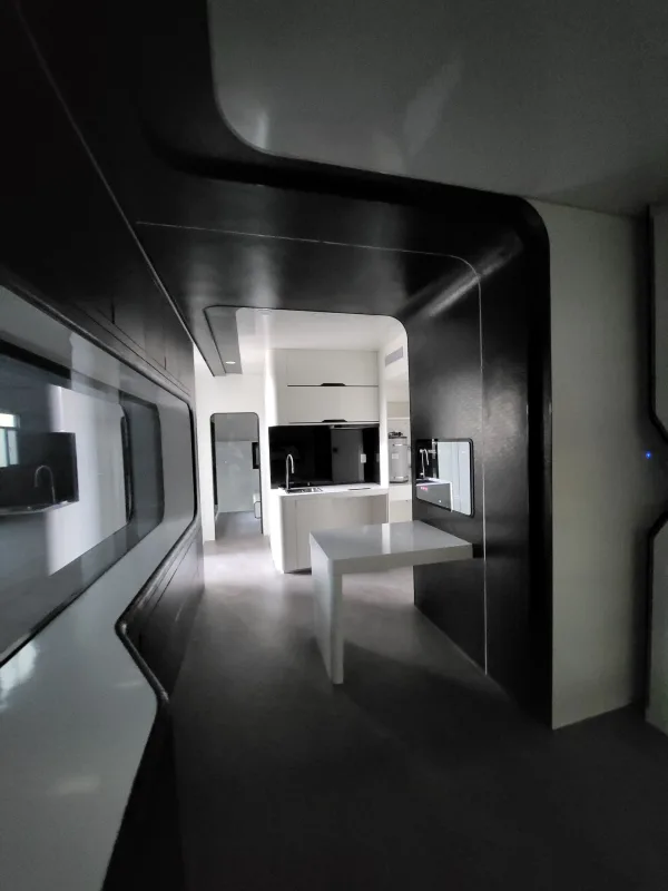Nestron Cube Two X interior hallway with reflective flooring