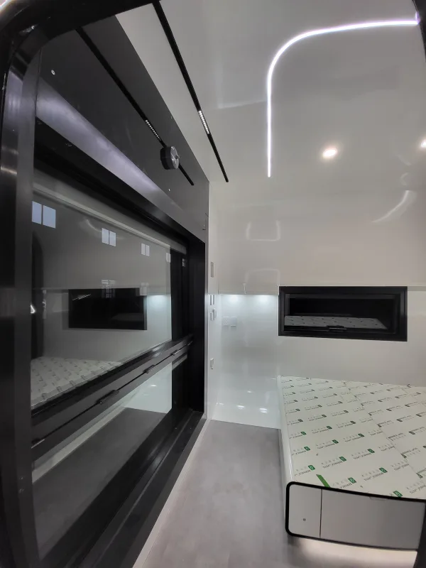 Nestron Cube Two X interior hallway with dark paneling