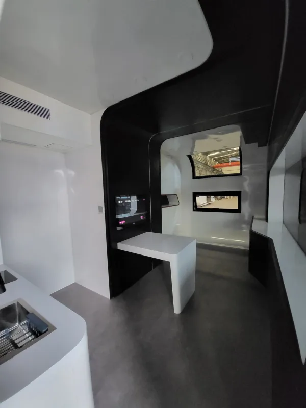 Nestron Cube Two X kitchen rendering with dark cabinetry, a sink, and built-in appliances