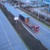 Aerial view showing a Nestron Legend Two unit being transported on a roadway